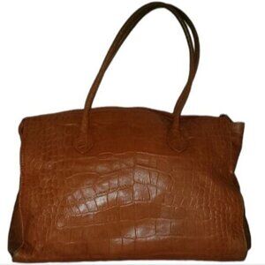 Leather Bag Michael Rome Shoulder Handbag Brown Croc Embossed WOMEN'S WOMAN'S
